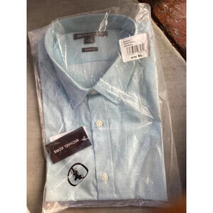 Michael Kors Mens  Short Sleeve Button Down Shirt Aegean Blue XL NWT